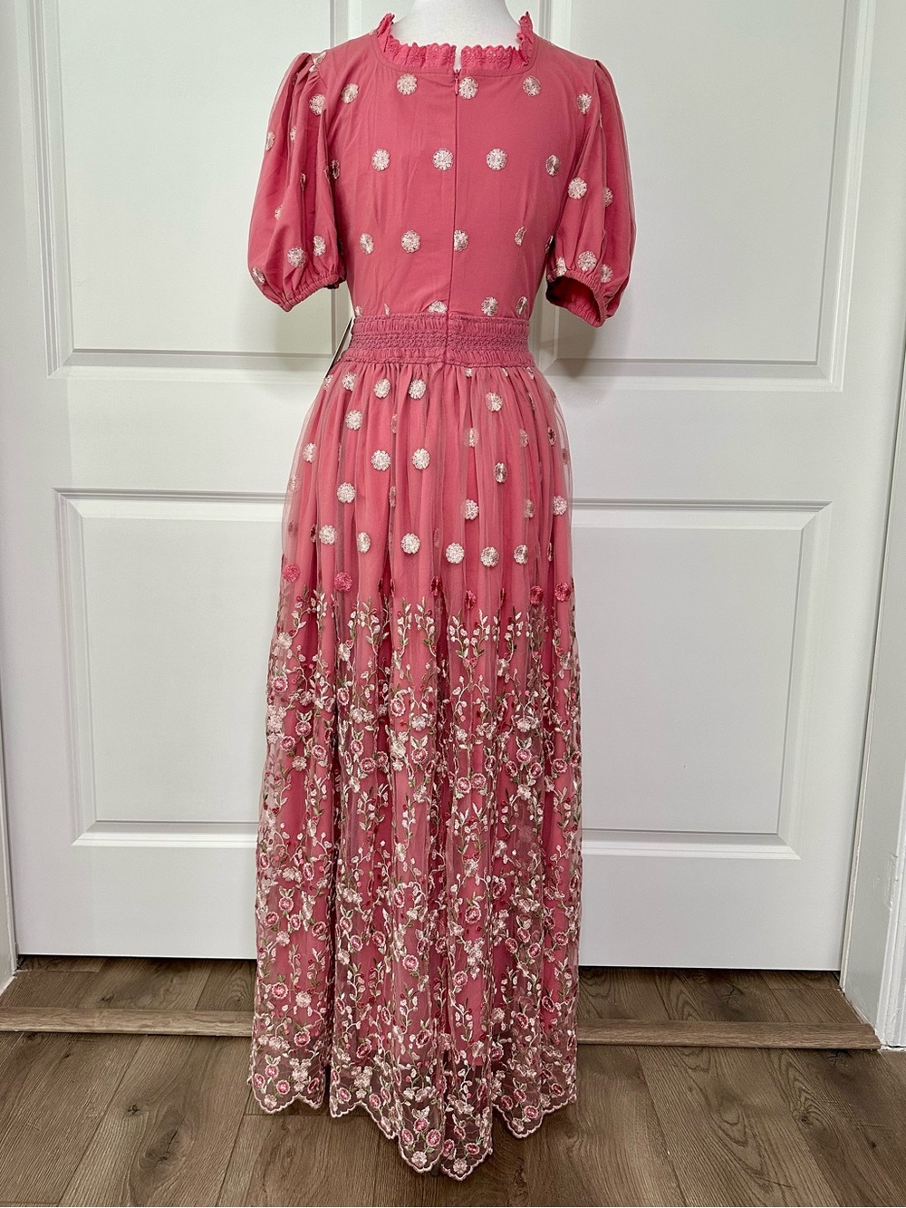 Ivy City Zoey Fairytale Floral Embroidered Garden Party Maxi Dress Pink Small - Picture 3 of 15